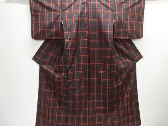 JAPANESE KIMONO / UNUSED KIMONO ENSEMBLE / SILK / YONEZAWA TSUMUGI / WOVEN GRID